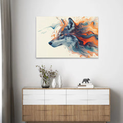 Tableau Loup abstrait vibrant 