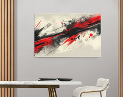 Tableau abstrait dynamique rouge et noir