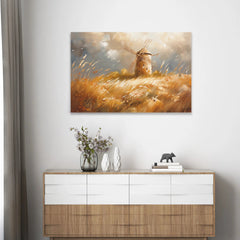 Rustic Windmill in Golden Fields Canvas Print