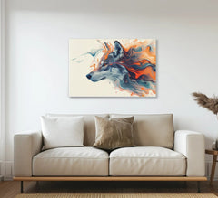 Tableau Loup abstrait vibrant 