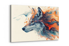 Tableau Loup abstrait vibrant 