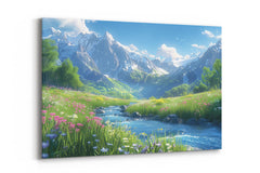 Tableau Prairie alpine sereine