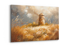 Rustic Windmill in Golden Fields Canvas Print